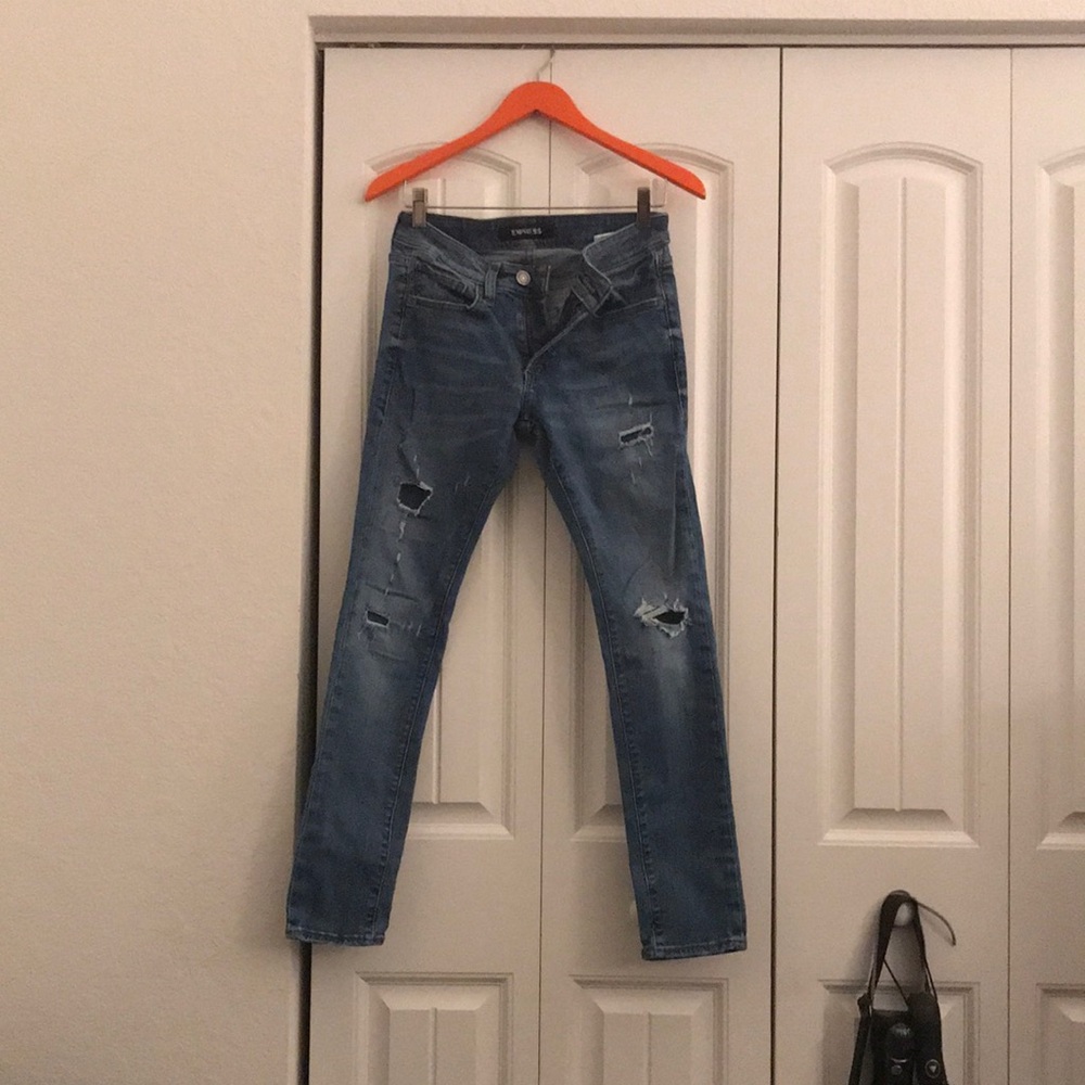 Express Distressed Blue Jeans